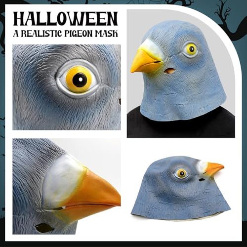 Jcasbdn Taube Maske Latex Vollkopf Vogelmaske mit Luftlöchern Taube Halloween Kostüme für Halloween Kostümparty Cosplay