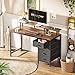 Huuger 47 Inch Computer Desk with Power Outlets and LED Lights, Gaming Desk with 4 Drawers, Office Desk with Monitor Stand, Study Desk Work Desk for Home Office, Small Spaces, Rustic Brown