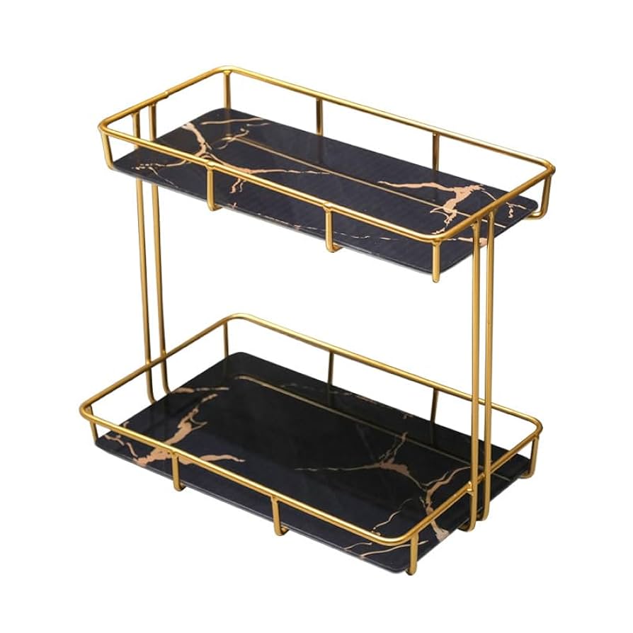 コスメ収納 化粧品収納ボックス スキンケア ステンレス 大理石風 ブラック