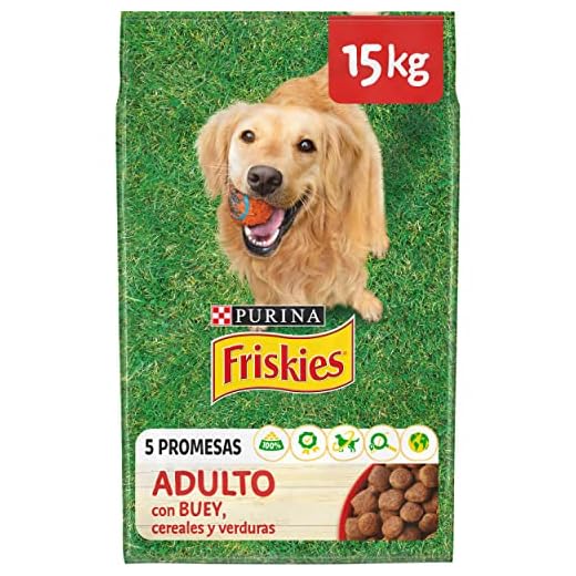 Purina Friskies Pienso para Perro Adulto Buey, Cereales y Verduras 15 Kg