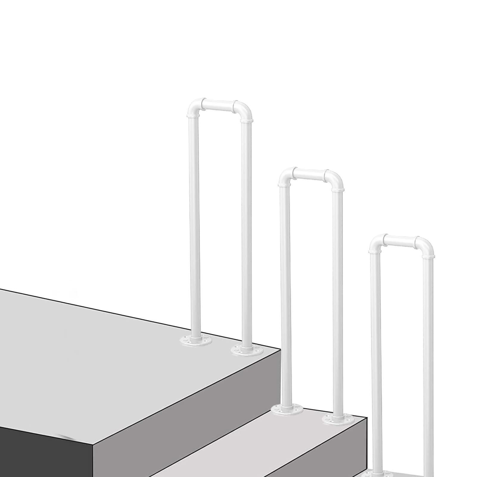 GLDYTVF Vintage Staircases Railing for Outside Steps, White Transitional Handrail for Concrete Steps and Wooden Stairs, Handrail Picket for Outdoor Front Porch Steps(Size:55cm(1.8ft))