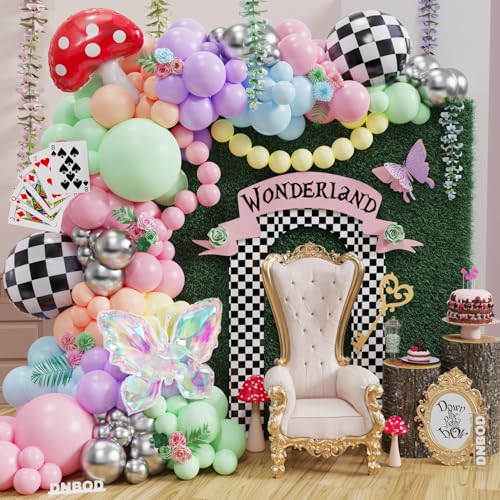 Fairy Wonderland Decoration Balloon Arch Kit,163Pcs Pastel Rainbow Color