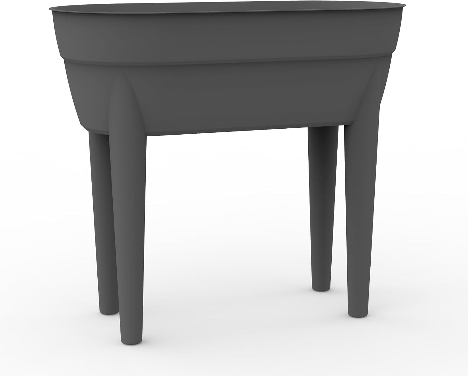 EDA - Jardinière Haute Osaka - 48 L - Zone Rétention d'eau - Pieds avec Bouchon Evacuation - Barre Métallique de Renfort - 77,1 x 37,6 x H. 68 cm - Gris Anthracite