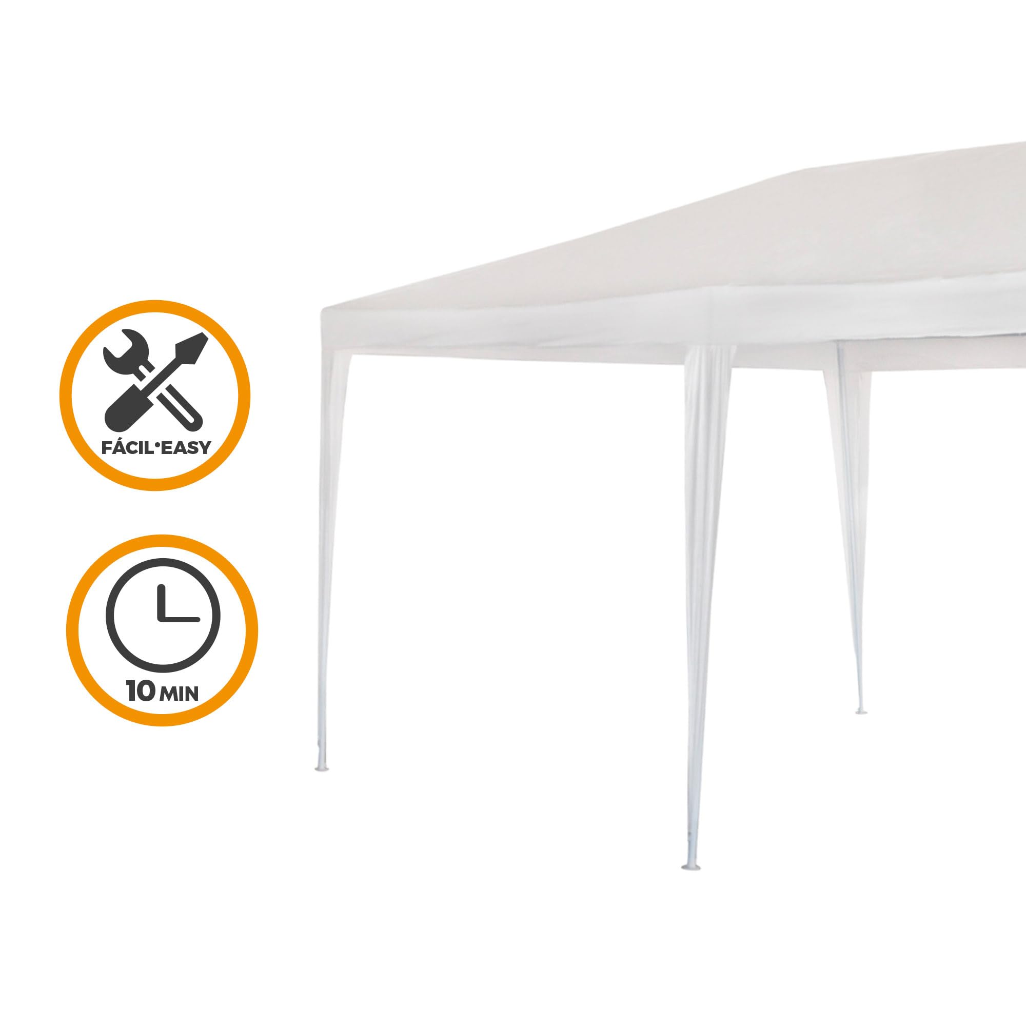 AKTIVE Garden 53992 - Cenador de Plástico Blanco 300 x 600 x 255 cm con Tubos de Acero