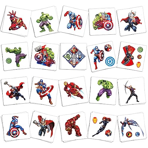 Superhero Birthday Party Supplies, 60Pcs Superhero Temporary Tattoos Party Favors, Cute Fake Tattoos Stickers Cartoon Party Decorations For Kids Boys Girls Party Gifts Birthday Decorations Rewards Gifts #TOP25