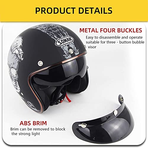 Casque jet rétro homologué ECE pour scooter et cyclomoteur taille L