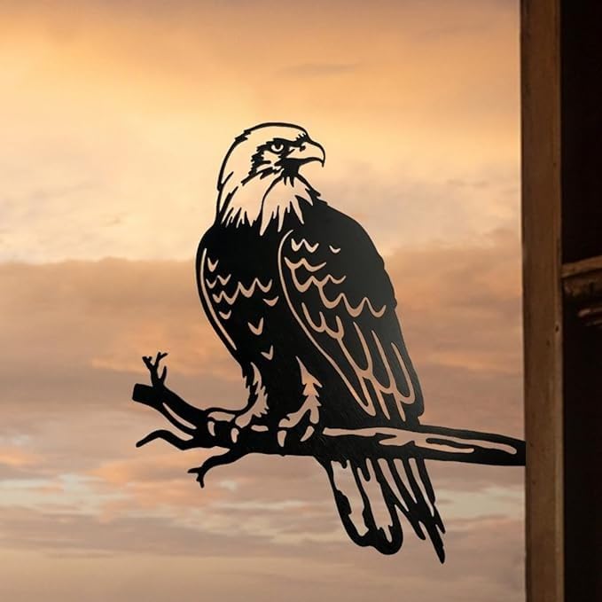 Eagle Decor Metal Birds Yard Decor Yard Art Outdoor Tree Decor Eagle Statue Outdoor Metal Bird Wall Art Bald Eagle Wall Decor Statue Outdoor-image-0