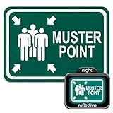 Muster Point Sign, White on...