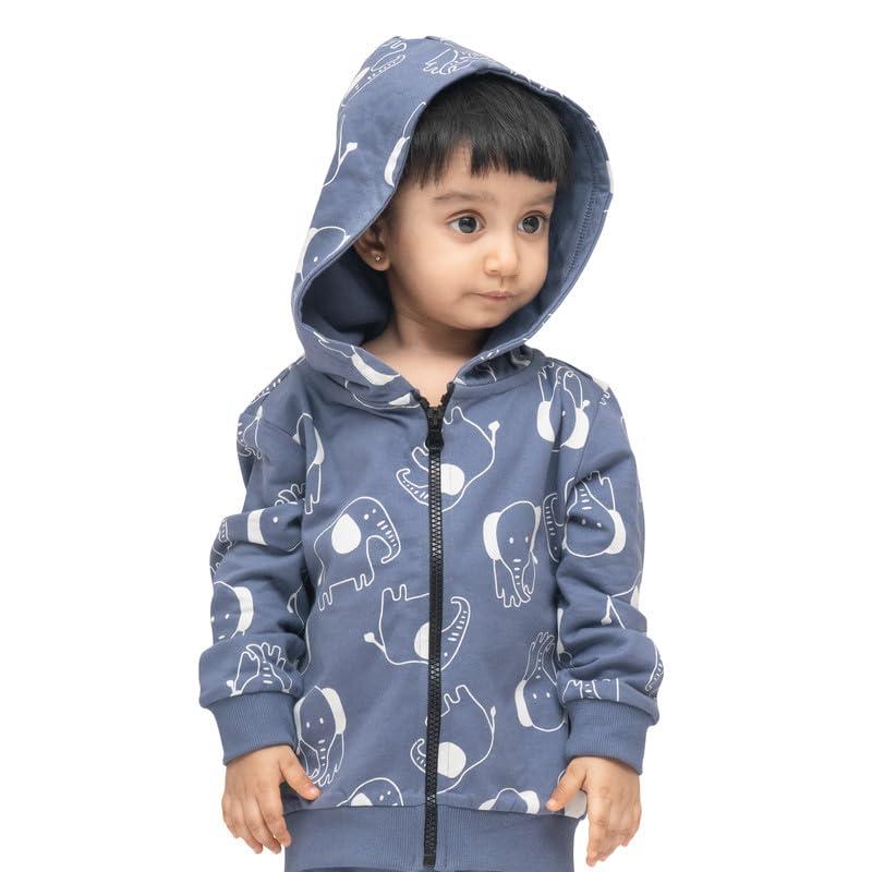 ARIEL Kids Cotton Fleece Full Sleeve Hoodie Sweatshirt for Boys and Girls (WHT-HAATHI-56YRS) Grey 3