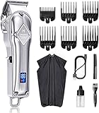 Limural Hair Clippers for Men Professional - Cordless Barber Clippers for Hair Cutting & Grooming, Rechargeable Beard Trimmer with Large LED Display & Silver Metal Casing