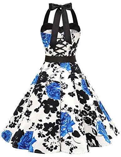 Image of DRESSTELLS Women's Vintage 1950s Cocktail Dress, Retro Tea Party Halter Swing Dresses