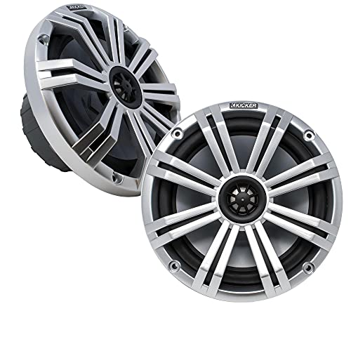 Image of Kicker 8 inch Silver Marine LED Speakers - 1-Pair of OEM Replacement Speakers