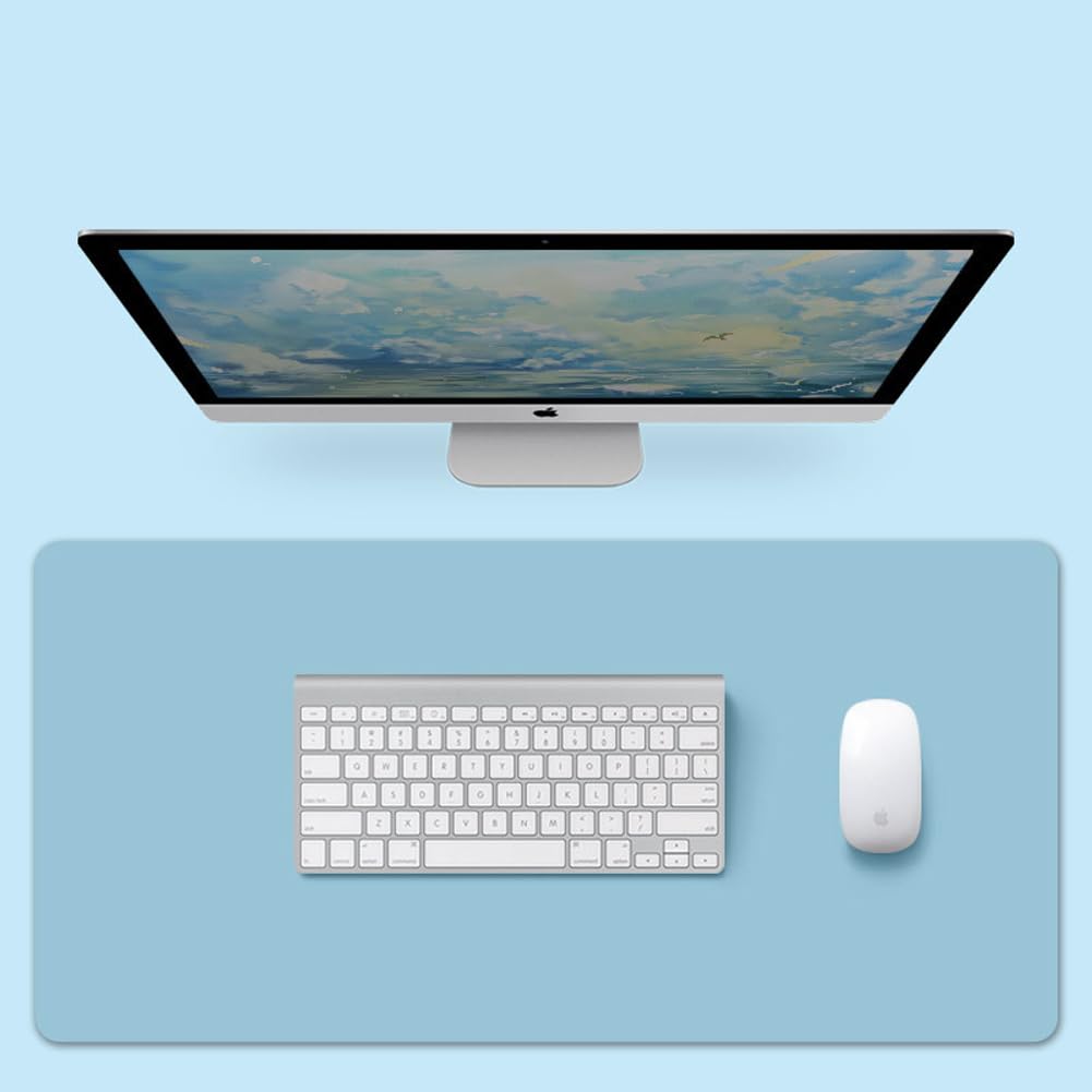 PU Leather Desk Mat Office Waterproof Desk Pad,Non-Slip Laptop Mat Table Mat Desk Writing Pad,Easy Clean Desk Protector for Office Home School (Sky Blue,120x60cm)