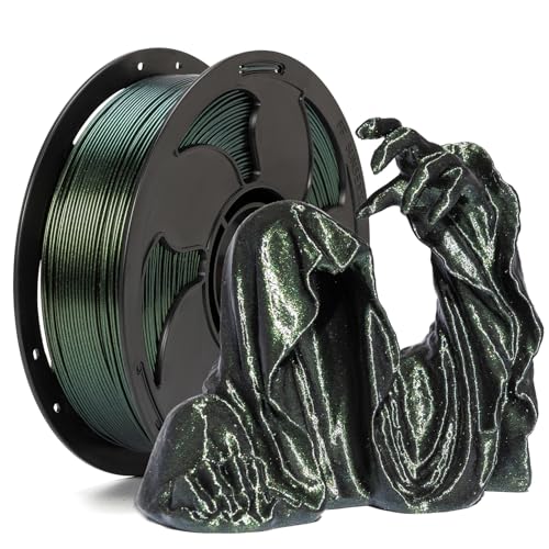 Image of Opal Gold Green Chameleon PLA 1.75mm 1kg ColorShift Glitter 3D Filament FDM | Glitter sparkle Chameleon color change Hide layer lines Low warping No tangle 1kg spool 2.2lbs for Printer Bambu Snapmaker