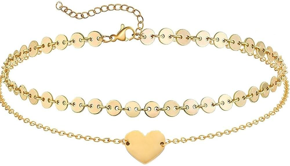 Dainty Ankle Bracelet,14K Gold Plated Satellite Beads Heart Boho Beach Layering Simple Foot Chain Anklet Adjustable Dainty Summer Beach Jewelry Gift for Women