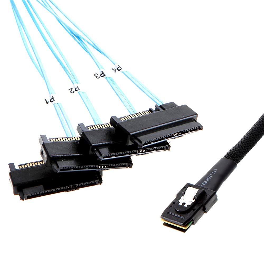 Interno 36 Pin Mini SAS SFF-8087 Host a 4 SFF-8482 Target SAS Hard Disk e cavo di alimentazione SATA 100cm