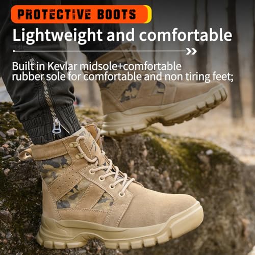 Image of Women's Steel Toe Boots Waterproof Lightweight Construction Safety Shoes