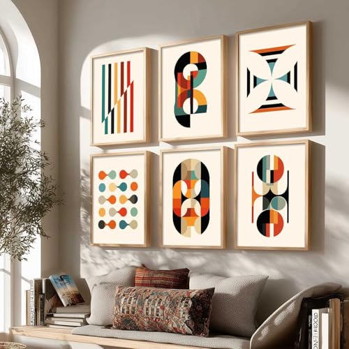 Image of kotart Boho pattern Theme Digital Wall Art Prints for Living Room Bedroom Office Room Decor - Painting for Wall Decoration - (Pack of 6 Multicolor) (13x17 inch, J)