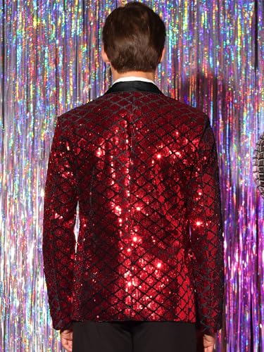 Lars Amadeus Sequin Blazer for Men's Argyle Pattern Peak Lapel Prom Shiny Sports Coat3