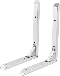 Aexit 2 Pcs Hooks Stainless Steel 90 Degree 20cm x 15cm Wall Mounting Support Shelf Screw-in Hooks Angle Bracket