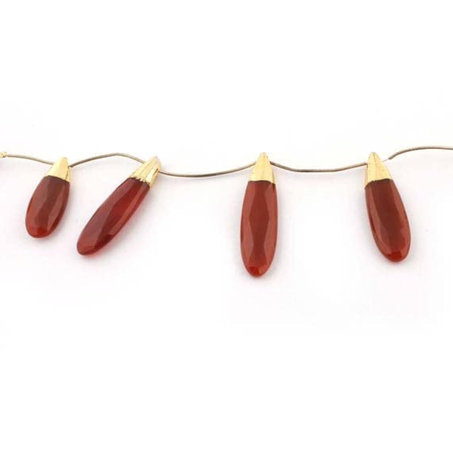 Calcédoine brune en perles poires facettées pour la création de haute joaillerie