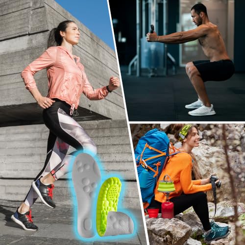 Image of 4D Cloud Steppers Insoles for Men and Women - Shock Absorption Inserts, Soft Anti-Fatigue, Memory Foam Insoles for Shoes, Boots & Sneakers (Green, Men: US 4-7 / Women: US 5-8.5)