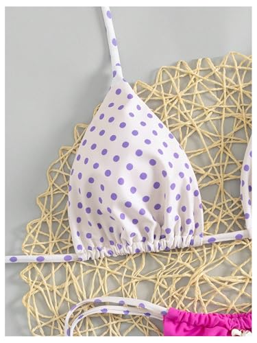 WDIRARA Women's Polka Dots Halter Bikini Set Triangle String Swimsuit High Cut 2 Piece Bathing Suit3