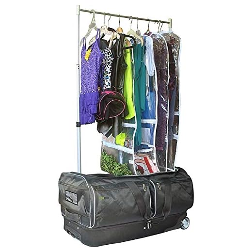 Ecogear 28" Travel Dance Duffel,Dance Costume Rack Duffle Carry-On Rolling Luggage with Large Rolling Duffel Bag, In-Line Wheel Garment Rack