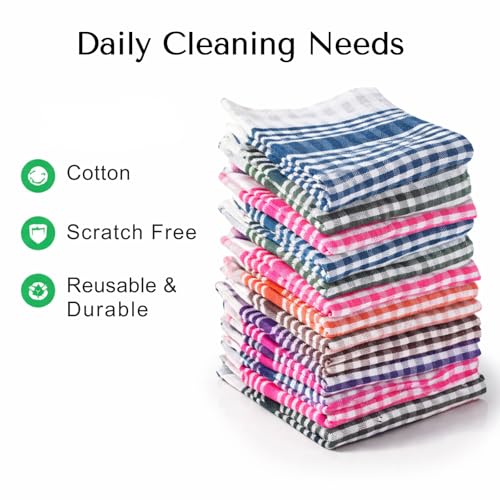 Image of Solitude 12 Pcs Cotton Kitchen Cloth /Napkin | 55 x 40 cm | Bulk Cotton Kitchen Cleaning Dish Cloths | Scrubbing Wash Cloth Sets | Multipurpose Napkins