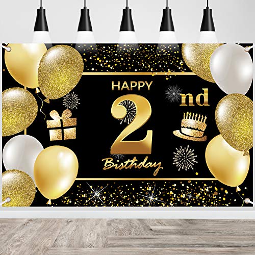 2nd Happy Birthday Banner IMISI Birthday Decorations Birthday Backdrop Decorations for a Party