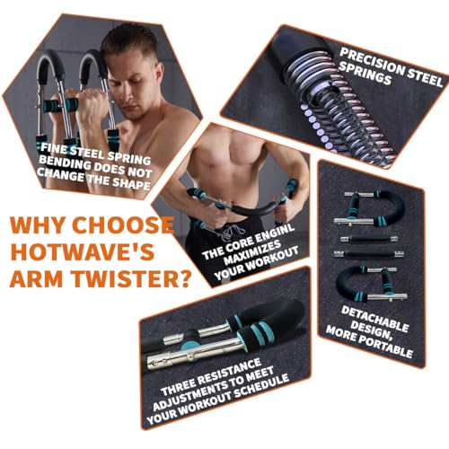 HOTWAVE Twister Arm Exerciser,Adjustable Spring Workout Bar, Forearm Triceps Chest Enhanced Exercise Strengthener,Portable Home Fitness Equipment by HOTWAVE - Image 5