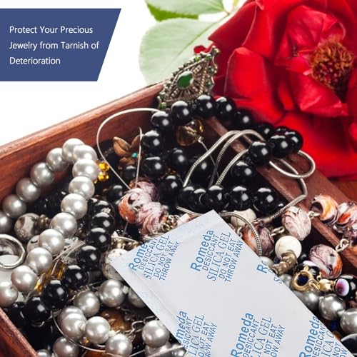 Image of Romeda 60 Pcs 20 Gram Silica Gel Packs, Transparent Desiccant, Desiccant Packets for Storage, Moisture Packs for Spices Jewelry Shoes Boxes Electronics Storage