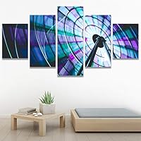 SIGNWIN 5 Panel Canvas Wall Art Ferris Wheel in The Night for Home Decorations Ready to Hang - 60