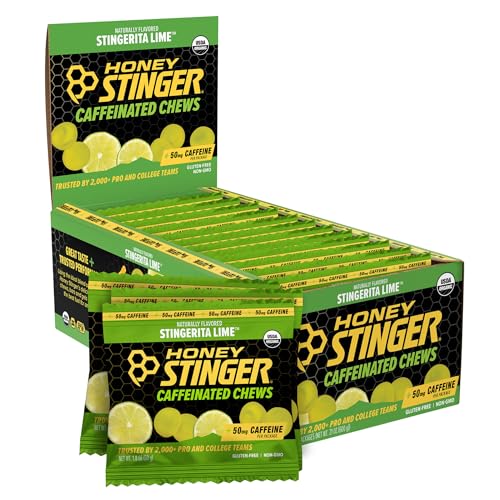 Image of Honey Stinger Stingerita Lime Caffeinated Energy Chew, Gluten Free, with Caffeine, for Exercise, Running and Performance, Sports Nutrition for Home & Gym, Pre and Mid Workout, 21.6 Ounces (Pack of 12) | sports-nutrition-endurance-and-energy-supplements