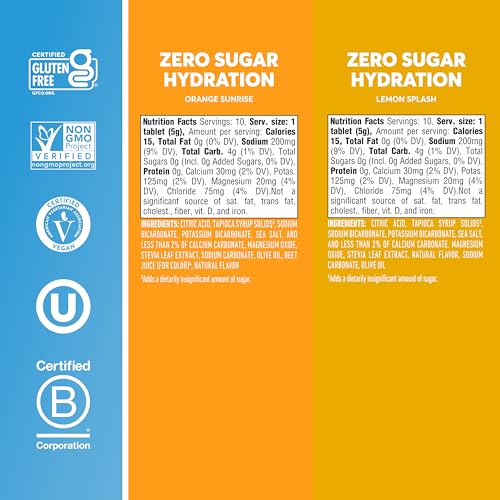 Image of Nuun Zero Sugar Hydration Electrolyte Tablets - Sodium, Potassium, Chloride, Calcium, Magnesium, Light & Delicious Fruit Flavors, No Sugar, Gluten Free, Vegan, Mixed Citrus 4 Pack (40 Servings Total)