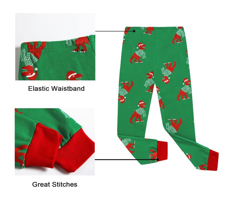 Benaive Boys Christmas Pajamas Kids Xmas Holiday Pjs 100% Cotton, 2-Piece Boys Sleepwear Long Sleeves Set Size 2T - image 6