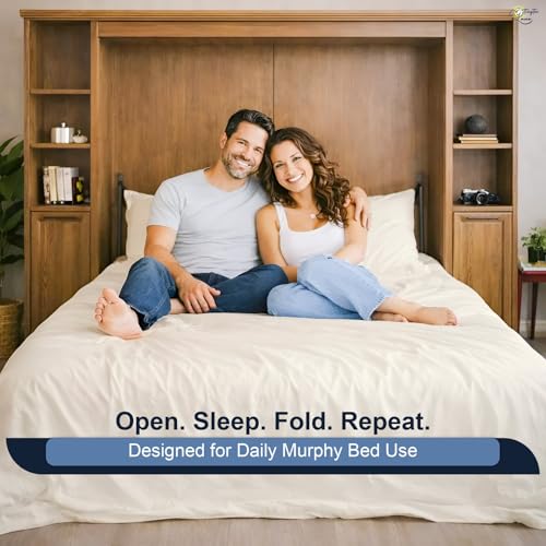 Cottington Lane Ivory Sheets for Murphy Bed Mattress, 4 Piece Premium Ultra Soft Brushed Microfiber Queen Size Wall Bed Sheet Set, 6-10 Inch Deep Pocket with All-Around Elastic by Cottington Lane - Image 6