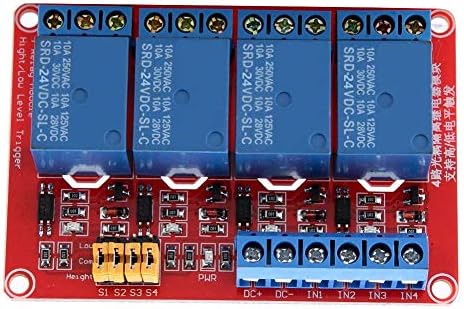 Relay Board, Keenso Relay Module 4 Channel with Optocoupler Low Level Trigger Expansion Board for Arduino 5V/12V/24V (24V)