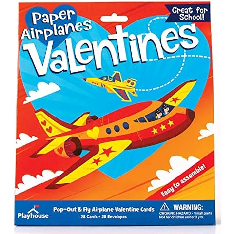 Playhouse Pop Out Paper Airplanes 28 Card Super Valentine Exchange Pack for Kids Cover