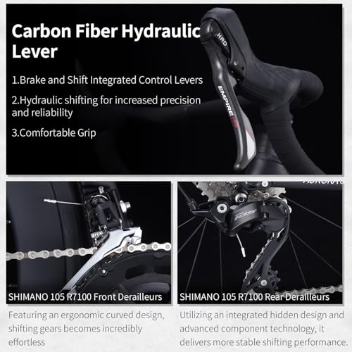 Image of SAVADECK A7L Carbon Road Bike, T800 Carbon Fiber Frame 700C Racing Bicycle with Shimano 105 R7100 24 Speed Groupset and Hydraulic Disc Brake, Ultra-Light Carbon Bike for Man and Women