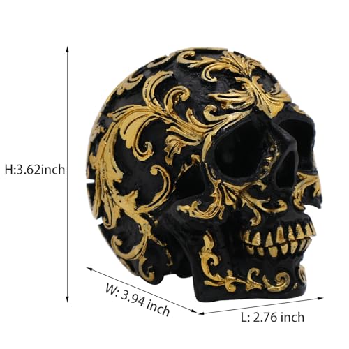 Figura Decorativa Calavera Gótica 9.2 cm Resina Negra y Dorada miniatura 5