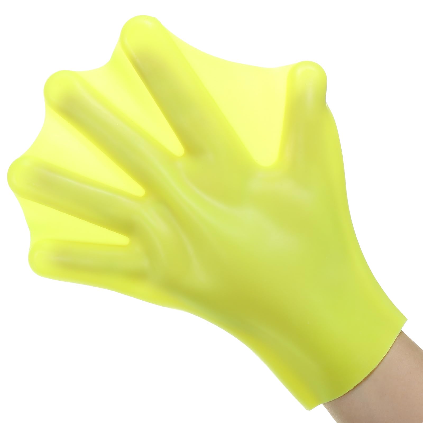 PATIKIL Guanti da Nuoto in Silicone, 1 Paio di Guanti da Nuoto Palmati Guanti da Allenamento Unisex con Dita Intere Resistenti All'Acqua per Allenamento Acquatico per Adulti, Gialli