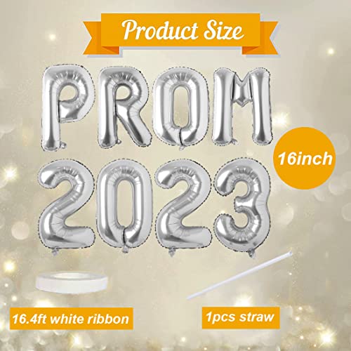 Prom 2023 Balloons Silver Prom 2023 Banner 16 Inch Mylar Letter Balloons Prom 2023 Sign Decoration For Graduation Party Birthday Retirement Class Of 2023 Congrats Grad Party Supplies #TOP4