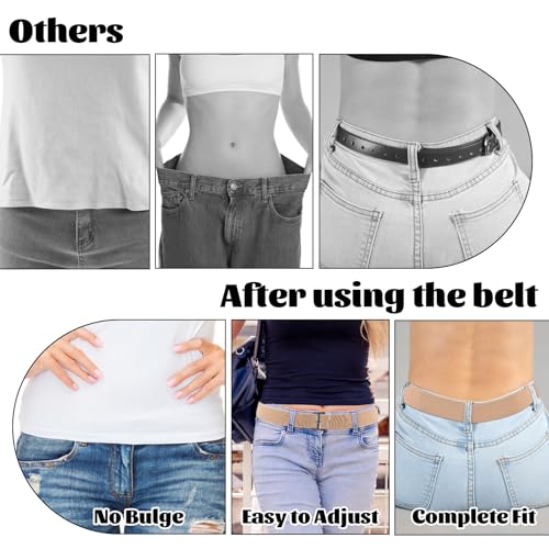 Crop Tuck Band, 2 Pcs Adjustable Crop Top Tuck Waist Band Tucking Sweater Shirt Elastic Stretch Belts for Women, Black+Khaki4