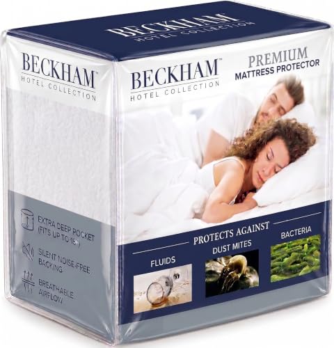 Image of Beckham Hotel Collection Mattress Protector - Hotel-Grade Cotton Blend, Silent Waterproof Protection that Preserves Mattress Feel, King