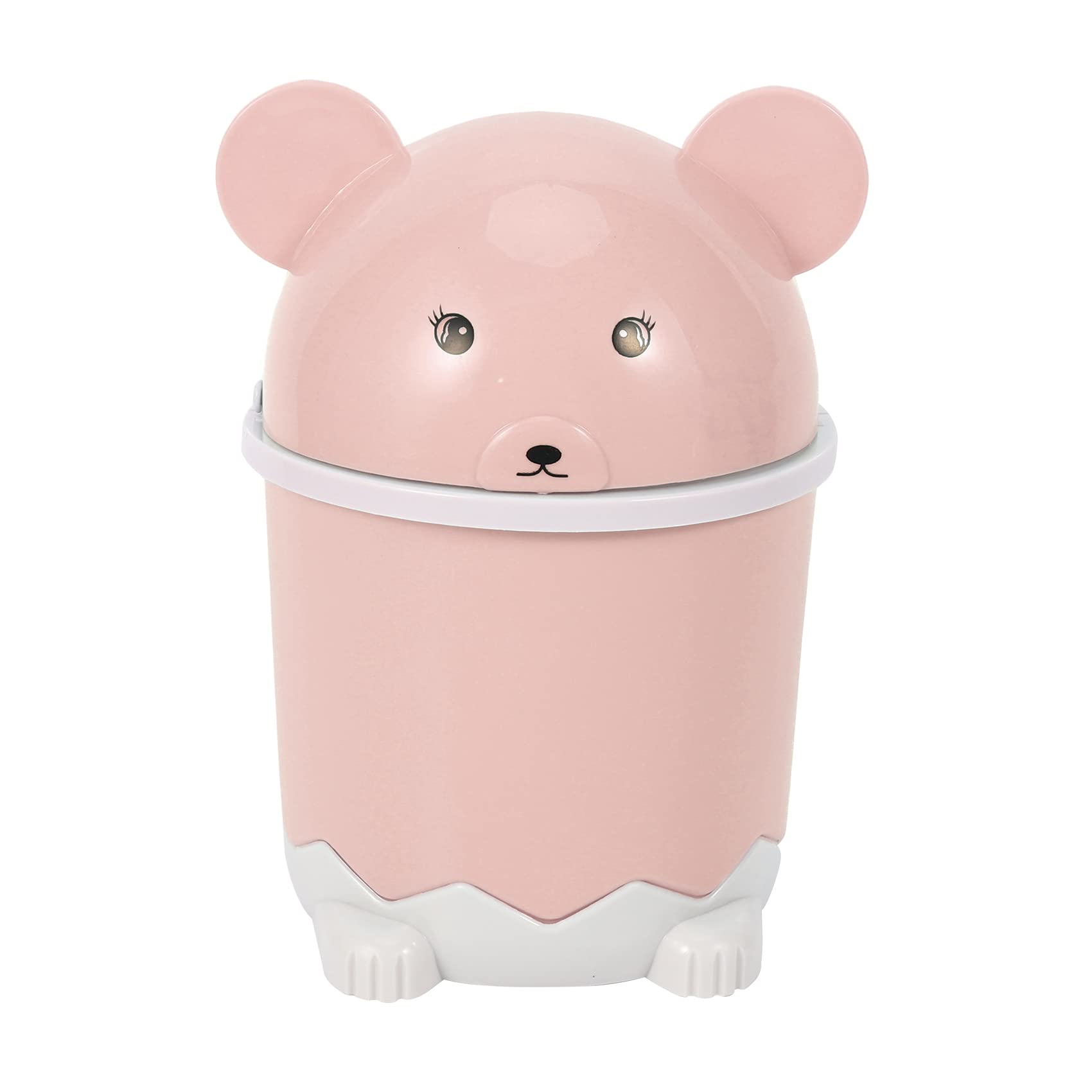 CTRLZS Cute Desktop Trash Desktop With Lid Small Paper Basket Mini Flip Plastic Trash Can Pink