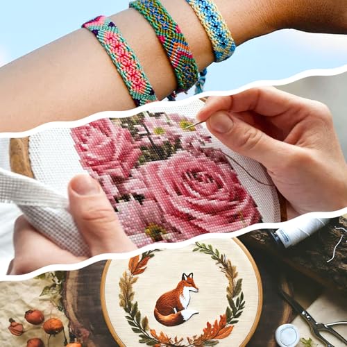 Image of 447 Skeins Embroidery Floss 30 Skeins White & Black Cross Stitch Threads Rainbow Color Embroidery Thread with 20 Pieces Floss Bobbins