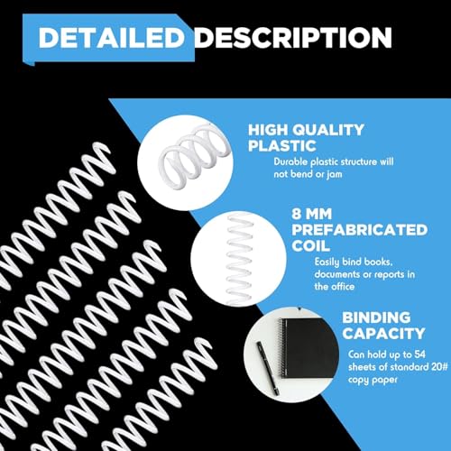 Image of Momad Spiral Binding White Heavy Quality Plastic Spiral Ring /Coil /Loop Manual Ring Binder (22MM)