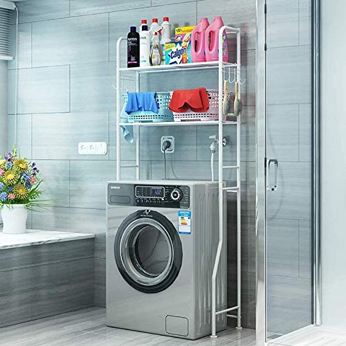 Waschmaschinenregal Mit 2 Regalen Badregal Lagerung über Waschtrockner Platzsparer Mit Verstellbarem Schraubpad Einfach Zu Montieren