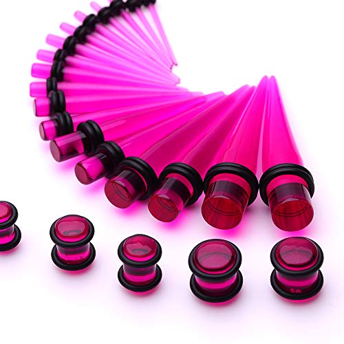JieyueJewelry 50 Pieces Ear Stretching Kit 14G-00G Acrylic Tapers and Plugs + Silicone Tunnels - Ear Gauges Expander Set Body Piercing Jewelry - Image 3